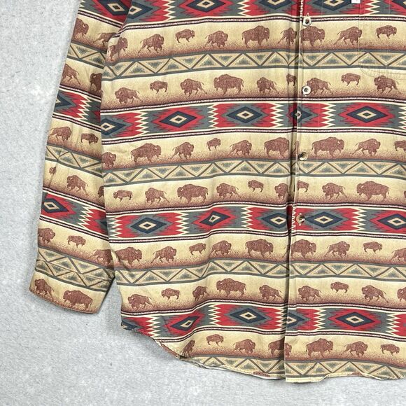 OUTFITTERS ROUNDTREE & YORKE Shirt AZTEC Southwestern Buffalos All Over Men’s XL - Picture 3 of 12